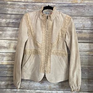 Anthropologie June Leather Silk Lace Jacket (see notes about size)
